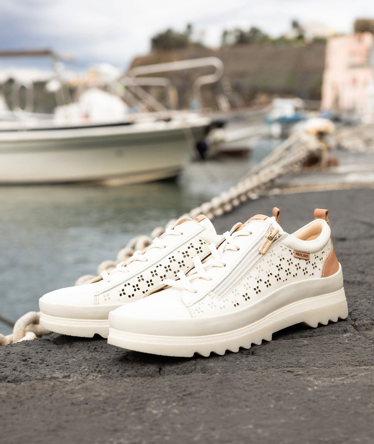 Pikolinos Vigo W3W-6841C1 909 Nata Cream Shoes with Side Zip