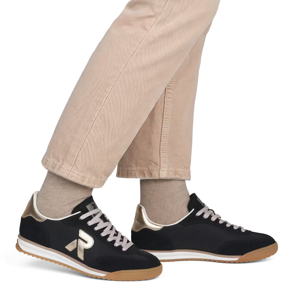 Rieker W4000-01 Black & Light Gold Trainers