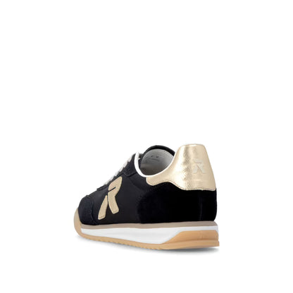Rieker W4000-01 Black & Light Gold Trainers