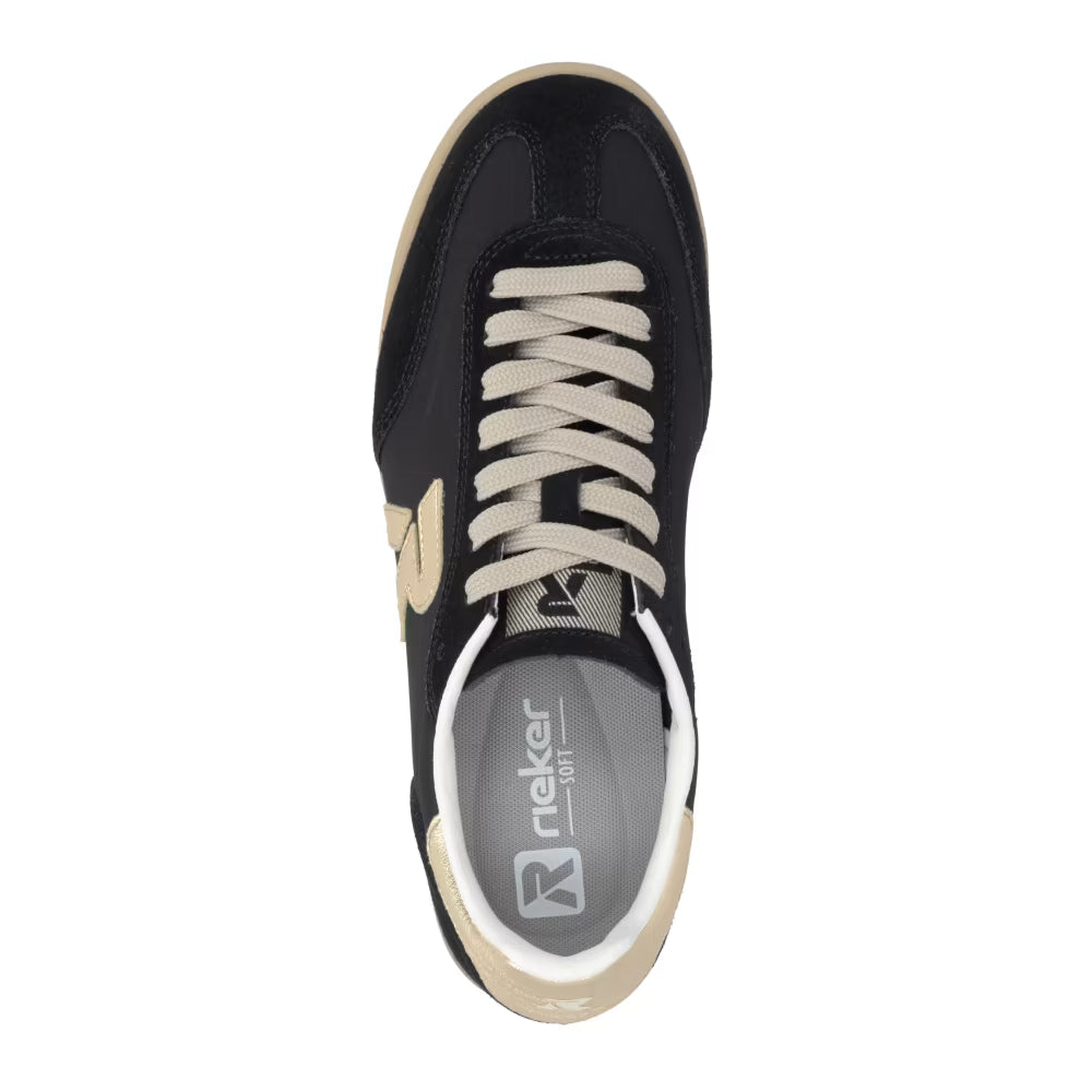 Rieker W4000-01 Black & Light Gold Trainers