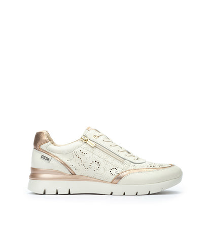 Pikolinos CANTABRIA W4R-6622C1 Nata Cream & Gold Shoes with Lace & Side Zip