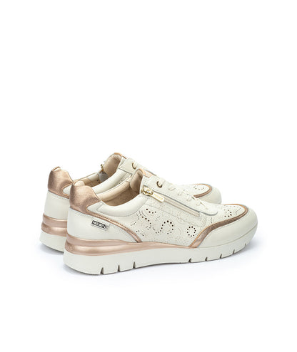Pikolinos CANTABRIA W4R-6622C1 Nata Cream & Gold Shoes with Lace & Side Zip