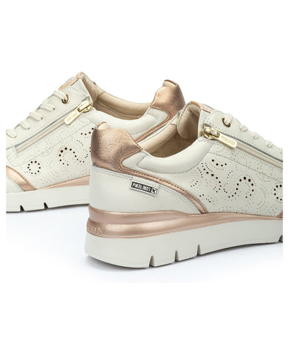 Pikolinos CANTABRIA W4R-6622C1 Nata Cream & Gold Shoes with Lace & Side Zip