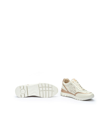 Pikolinos CANTABRIA W4R-6622C1 Nata Cream & Gold Shoes with Lace & Side Zip
