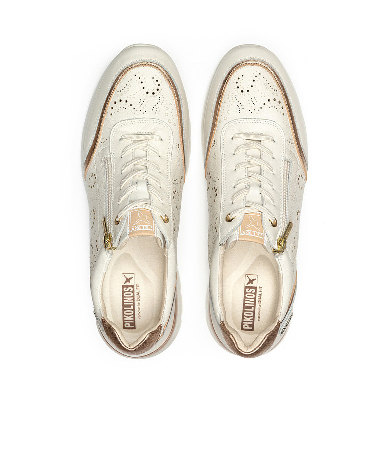 Pikolinos CANTABRIA W4R-6622C1 Nata Cream & Gold Shoes with Lace & Side Zip