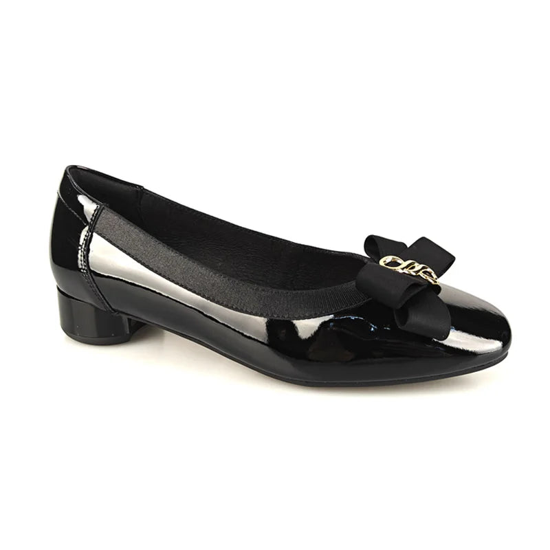 Loretta Vitale W5314 Black Patent & Bow Slip On Shoes
