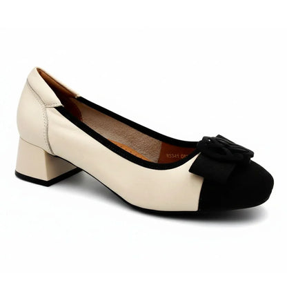 Loretta Vitale W5341 Off White & Black Slip On Heels