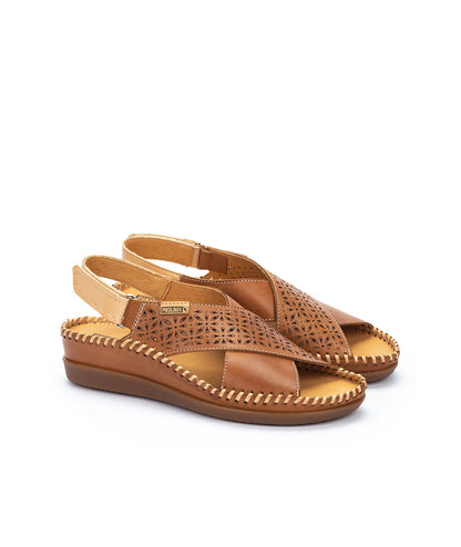 Pikolinos Cadaques W8K-0848C1 250 Brandy Tan Sandals with Peep Toe