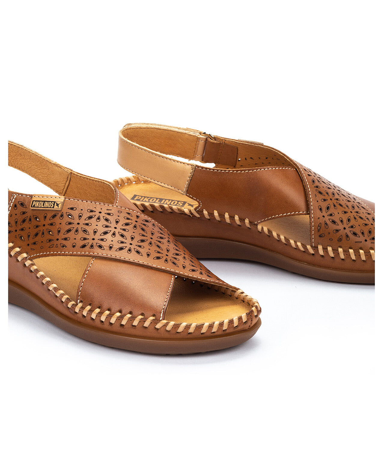 Pikolinos Cadaques W8K-0848C1 250 Brandy Tan Sandals with Peep Toe