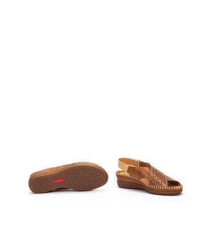 Pikolinos Cadaques W8K-0848C1 250 Brandy Tan Sandals with Peep Toe