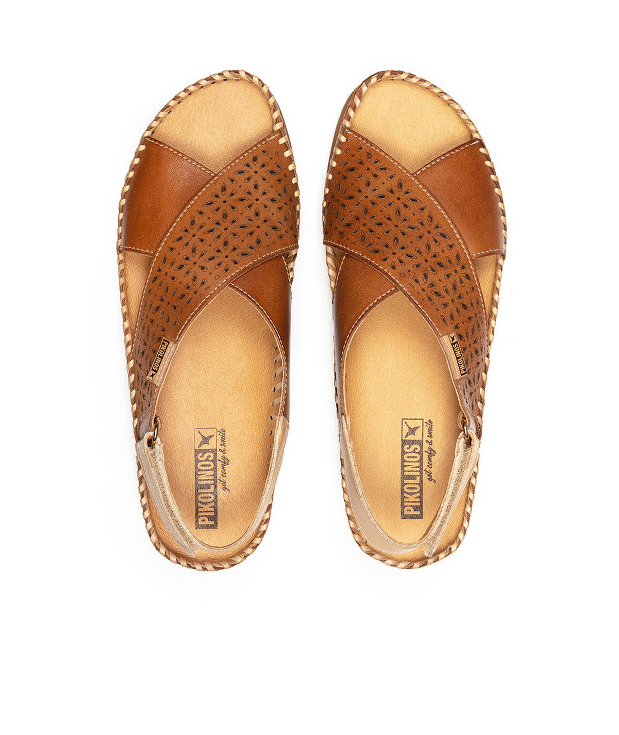 Pikolinos Cadaques W8K-0848C1 250 Brandy Tan Sandals with Peep Toe