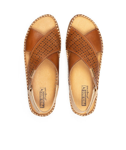 Pikolinos Cadaques W8K-0848C1 250 Brandy Tan Sandals with Peep Toe
