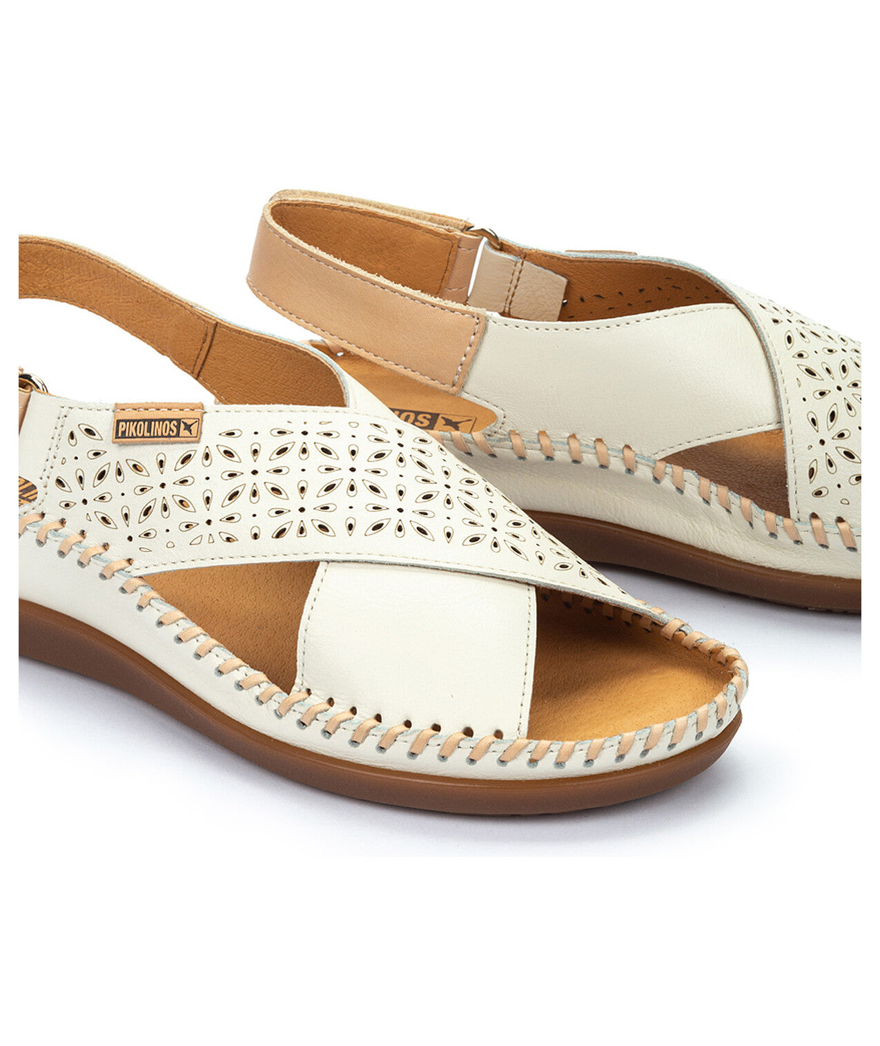 Pikolinos Cadaques W8K-0848C1 909 Nata Cream Sandals with Peep Toe