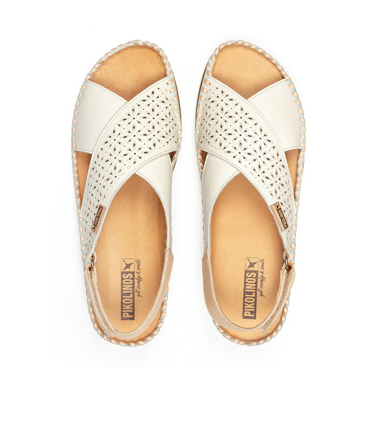 Pikolinos Cadaques W8K-0848C1 909 Nata Cream Sandals with Peep Toe
