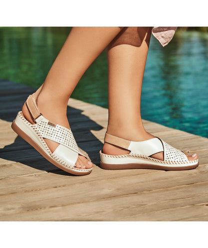Pikolinos Cadaques W8K-0848C1 909 Nata Cream Sandals with Peep Toe