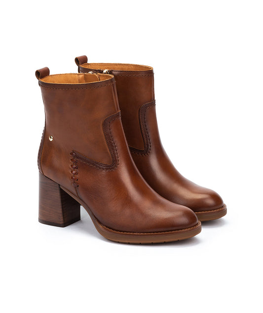 Pikolinos Palencia W9U-8945C1 Cuero Tan Block Heel Boots