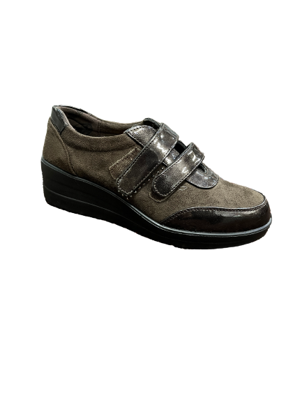 Propét WW1604 Taupe Brown Micro/PU Diamonte Velcro Shoes"