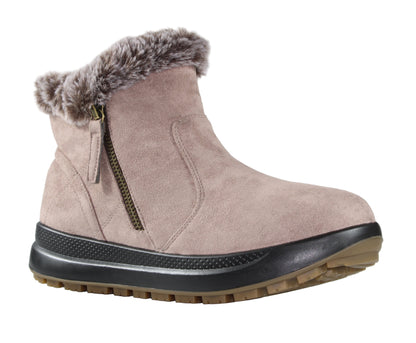 P Comfort WW1670 Taupe Micro Fur Lined Twin Zip Ankle Boots