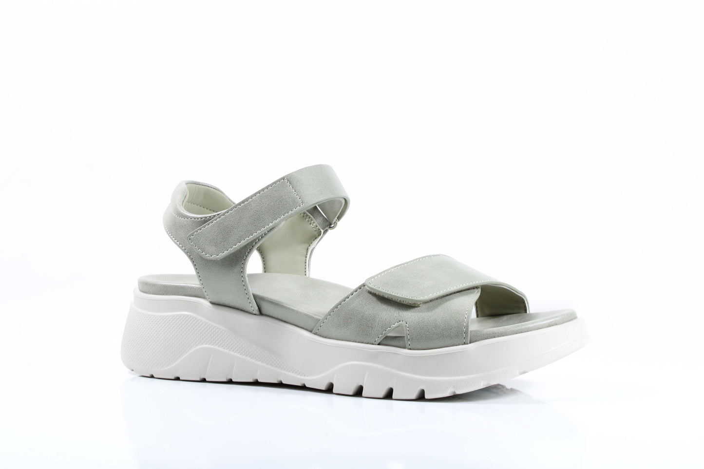 P Comfort WW1684 Green PU Velcro Strap Chunky Sandals