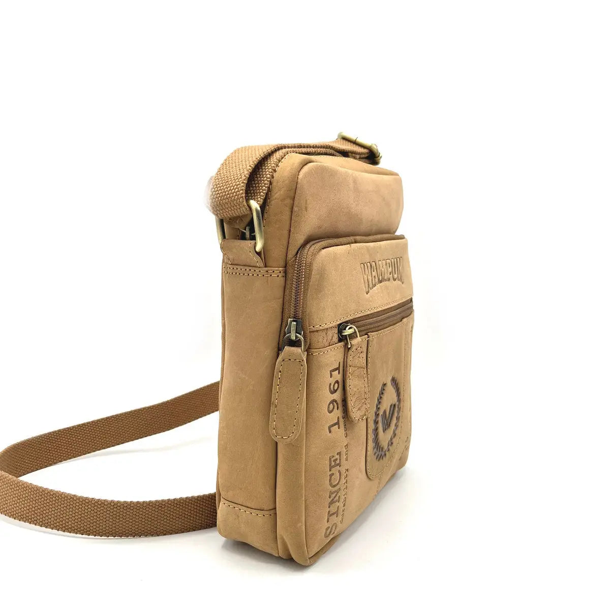 Wampum BAG220.425 Camel Leather Messenger Bag The Shoe Parlour