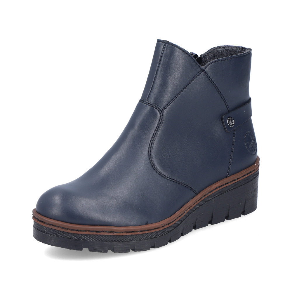 Rieker X9164-14 Navy Wedge Ankle Boots