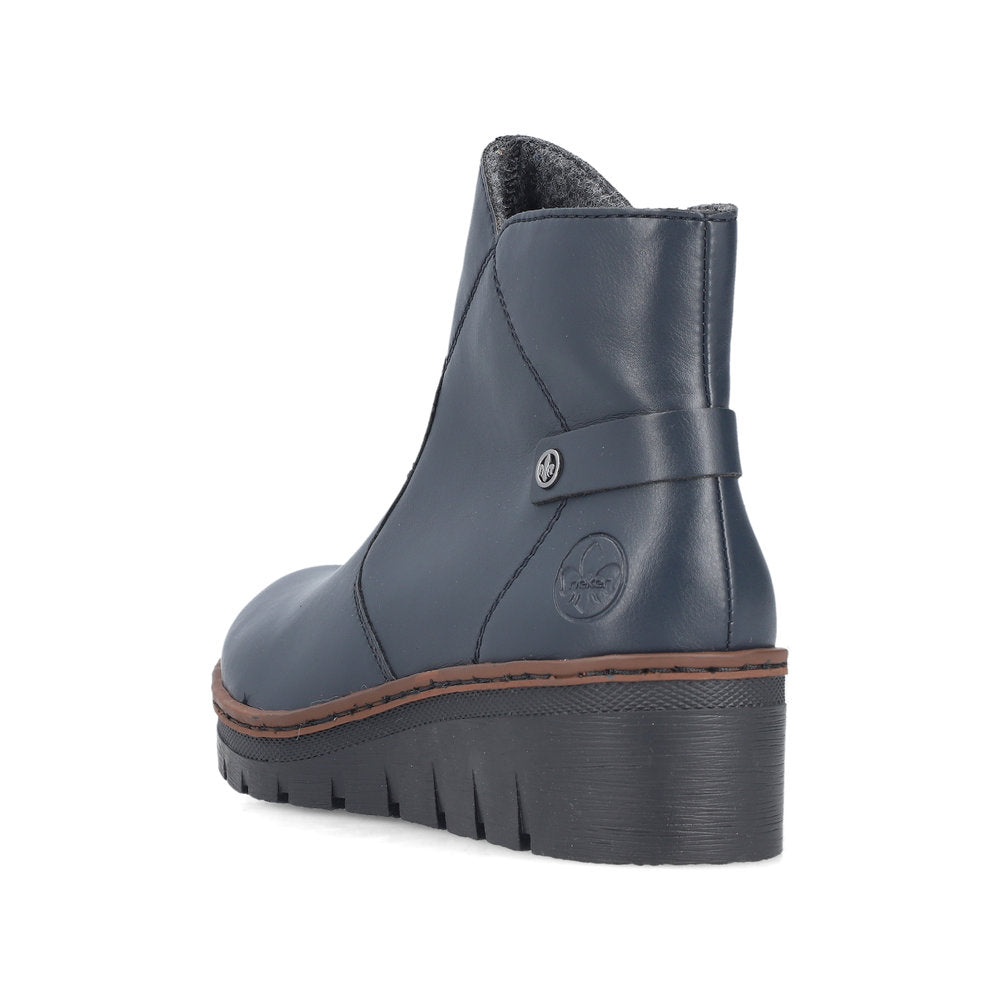 Rieker X9164-14 Navy Wedge Ankle Boots