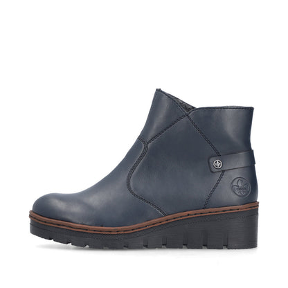 Rieker X9164-14 Navy Wedge Ankle Boots