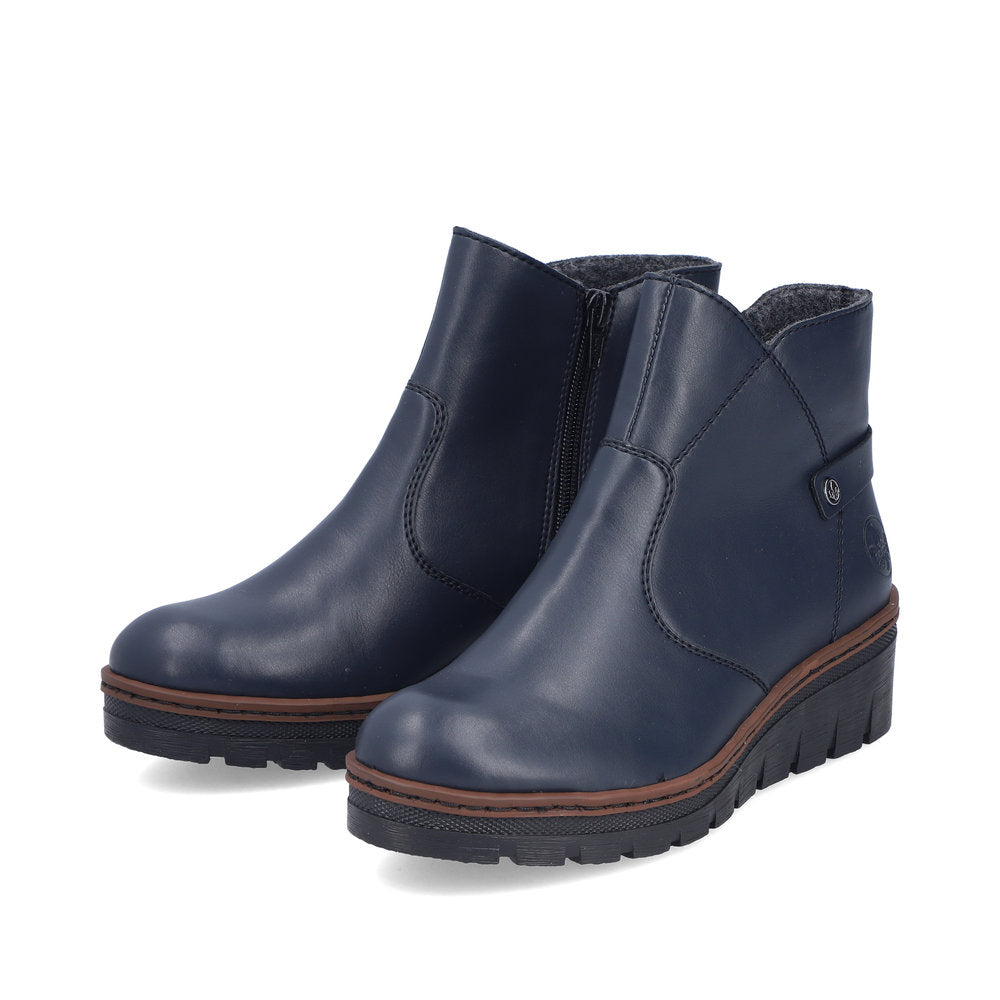Rieker X9164-14 Navy Wedge Ankle Boots