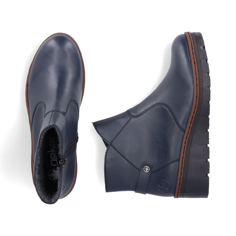 Rieker X9164-14 Navy Wedge Ankle Boots