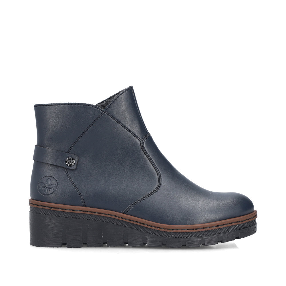 Rieker X9164-14 Navy Wedge Ankle Boots