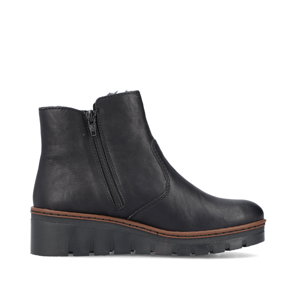 Rieker X9165-00 Black Wedge Heel Boots