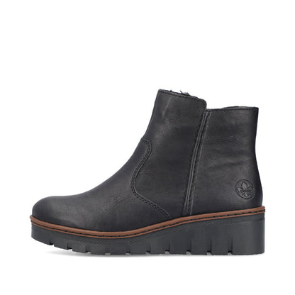 Rieker X9165-00 Black Wedge Heel Boots