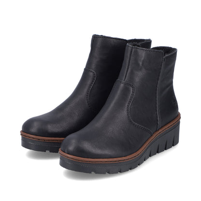 Rieker X9165-00 Black Wedge Heel Boots