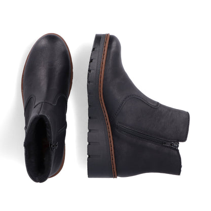 Rieker X9165-00 Black Wedge Heel Boots