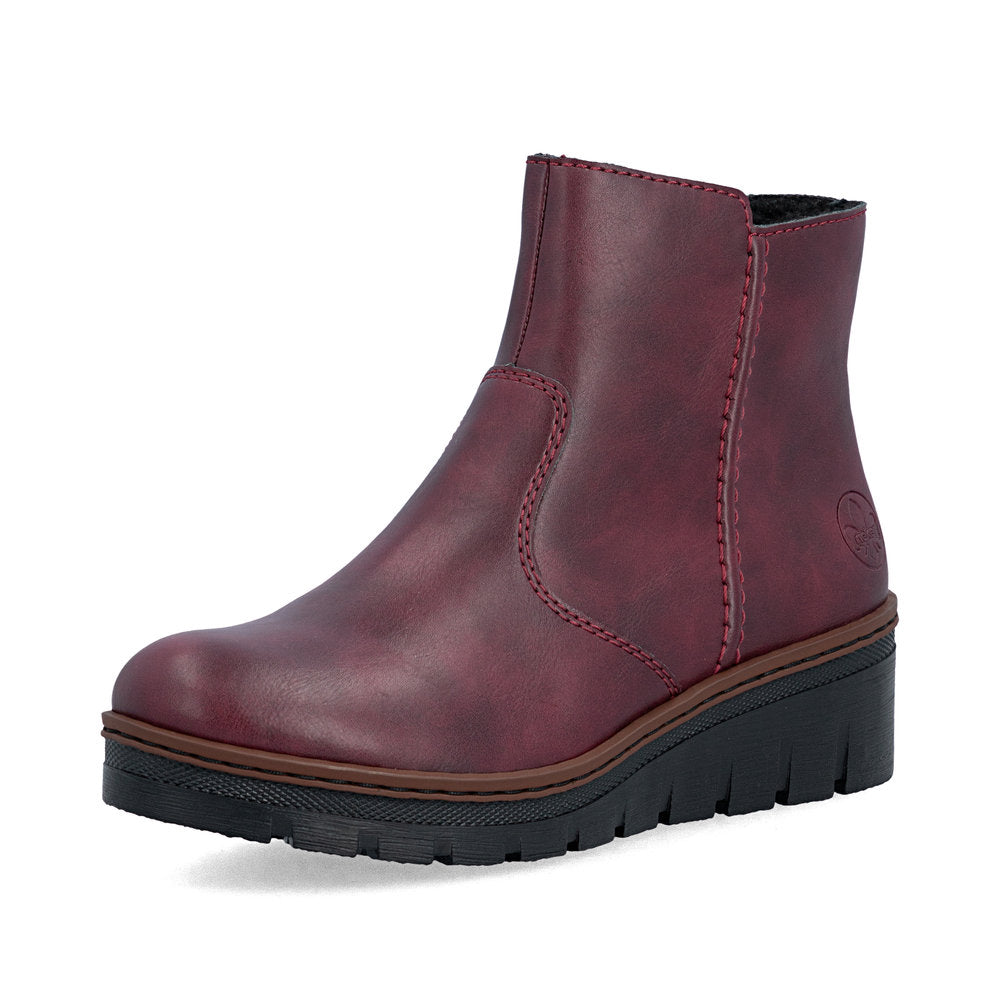 Rieker X9165-35 Wine Wedge Boots