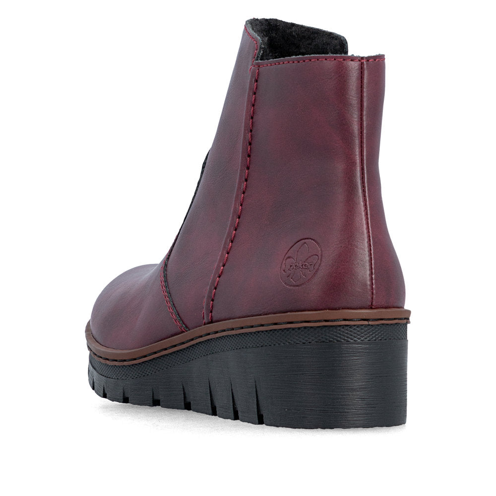 Rieker X9165-35 Wine Wedge Boots