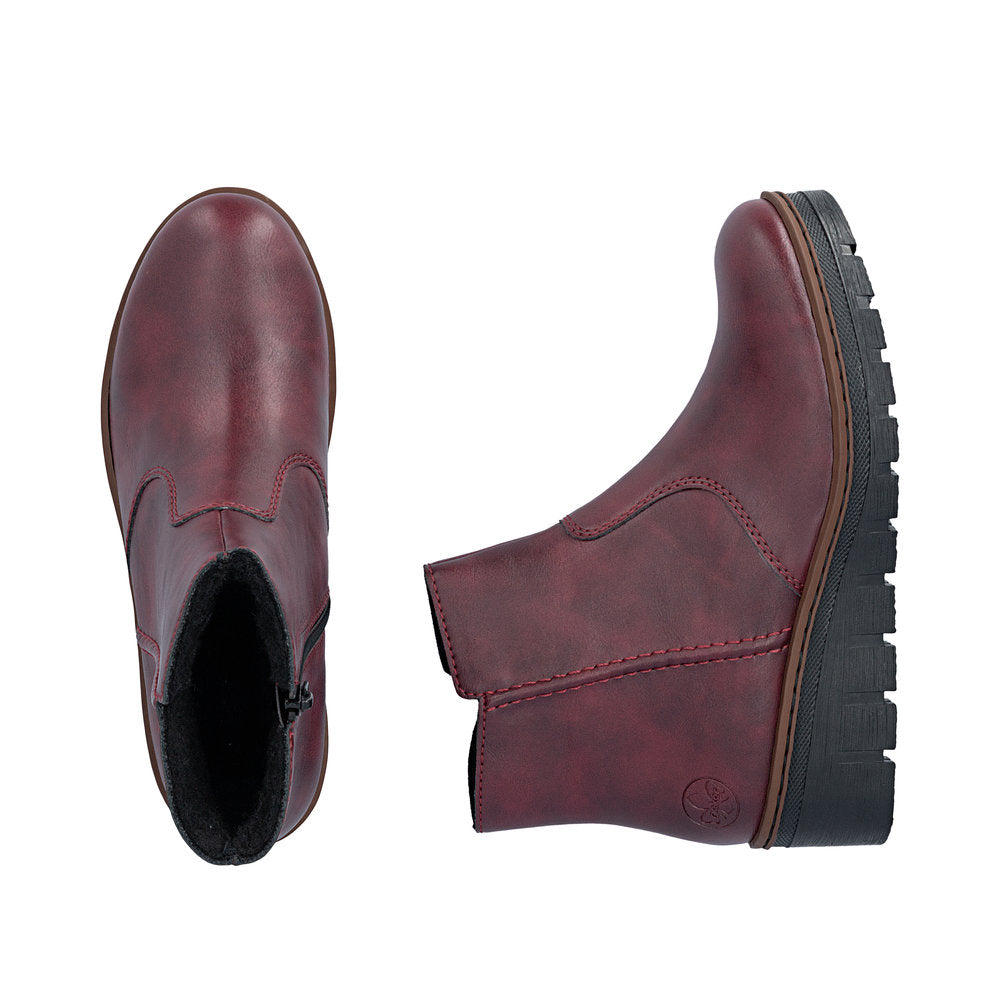 Rieker X9165-35 Wine Wedge Boots