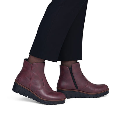 Rieker X9165-35 Wine Wedge Boots