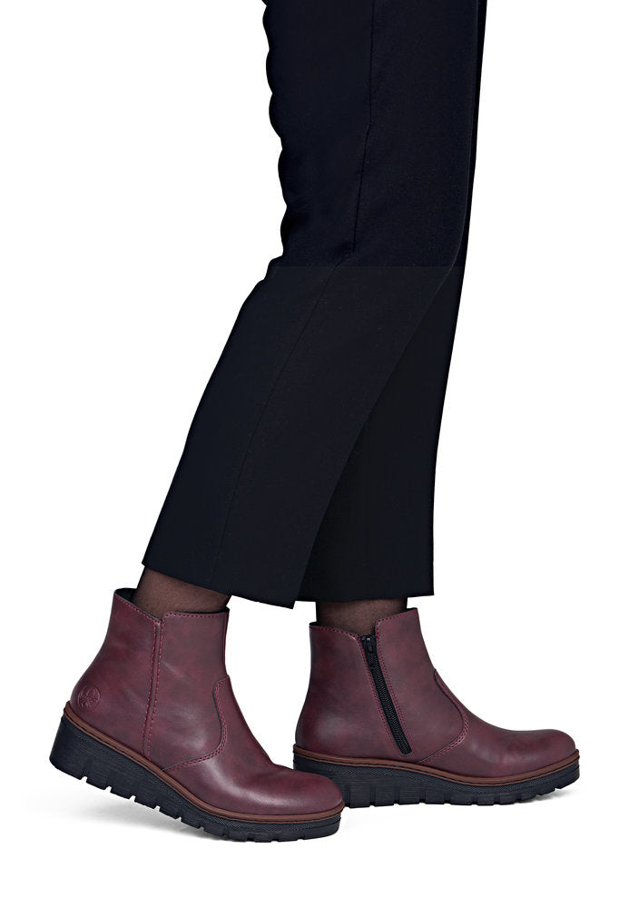 Rieker X9165-35 Wine Wedge Boots