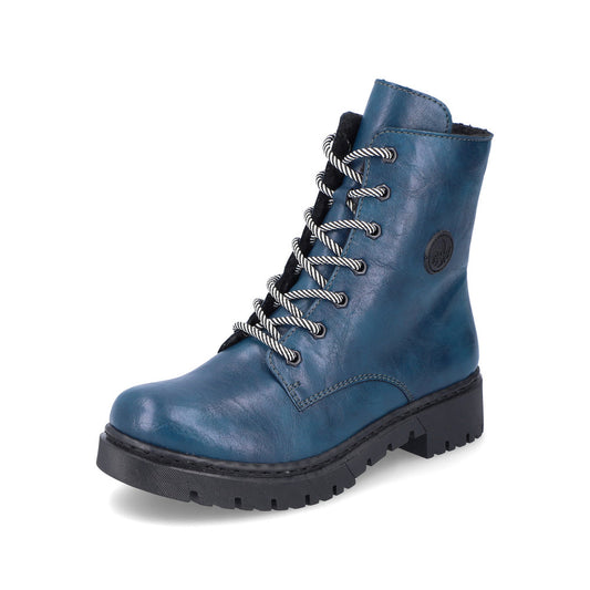 Rieker Y2440-12 Petrol Blue Lace Boots