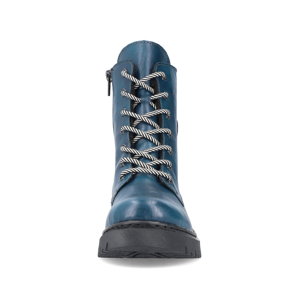 Rieker Y2440-12 Petrol Blue Lace Boots