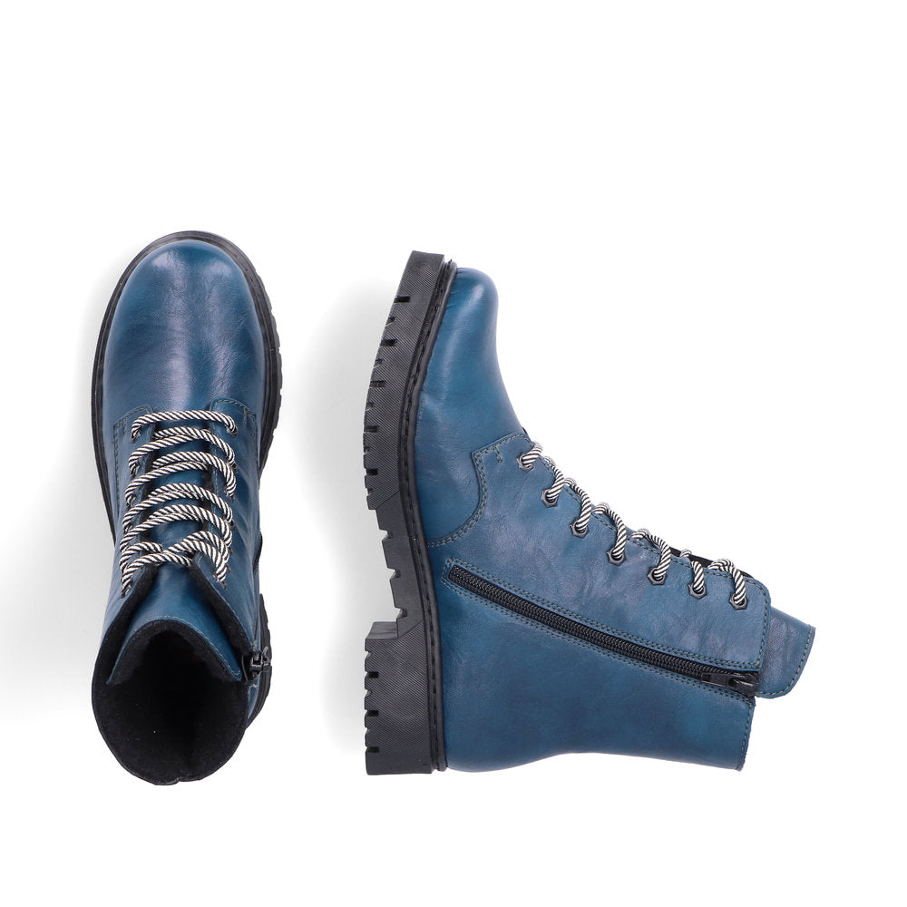 Rieker Y2440-12 Petrol Blue Lace Boots