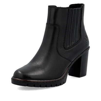 Rieker Y2577-00 Black Block Heel Ankle Boots