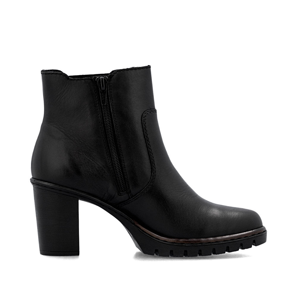 Rieker Y2577-00 Black Block Heel Ankle Boots