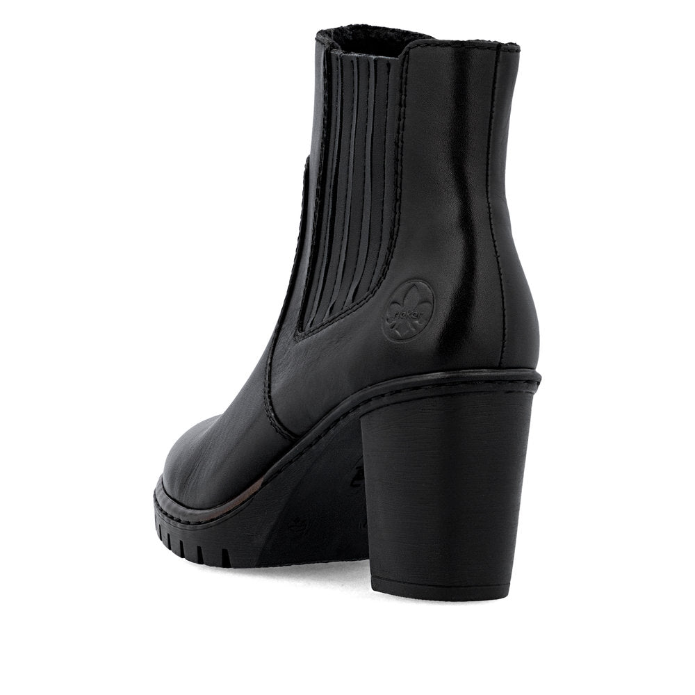 Rieker Y2577-00 Black Block Heel Ankle Boots