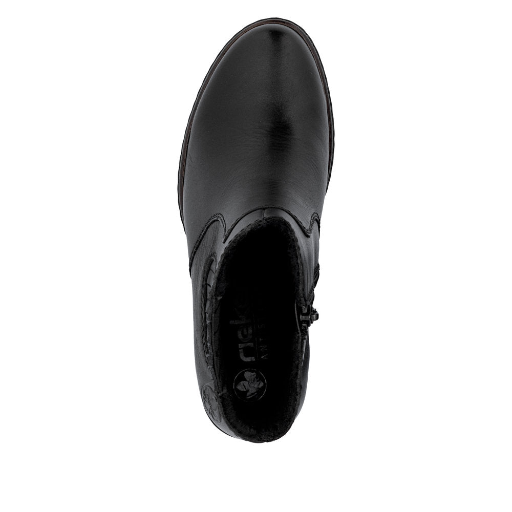 Rieker Y2577-00 Black Block Heel Ankle Boots
