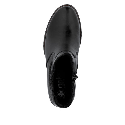 Rieker Y2577-00 Black Block Heel Ankle Boots