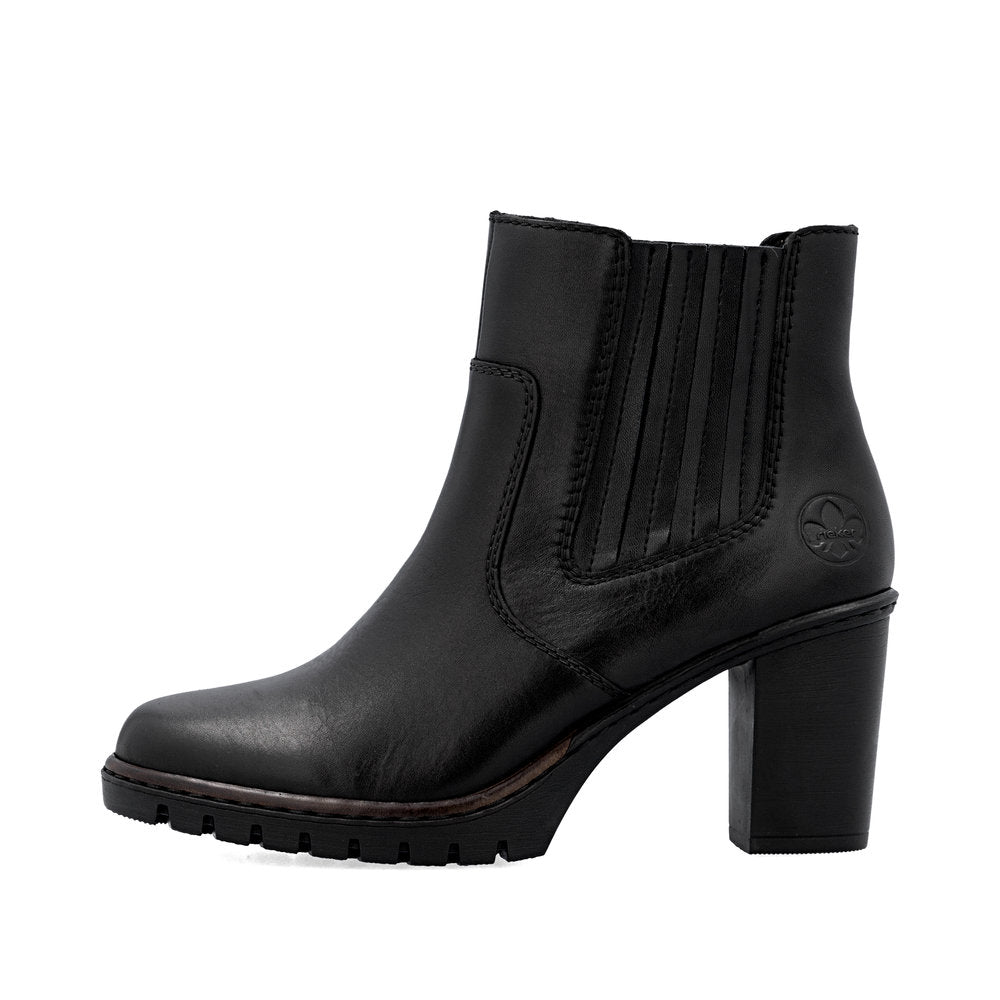 Rieker Y2577-00 Black Block Heel Ankle Boots