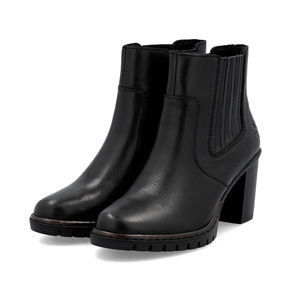 Rieker Y2577-00 Black Block Heel Ankle Boots