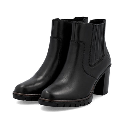 Rieker Y2577-00 Black Block Heel Ankle Boots